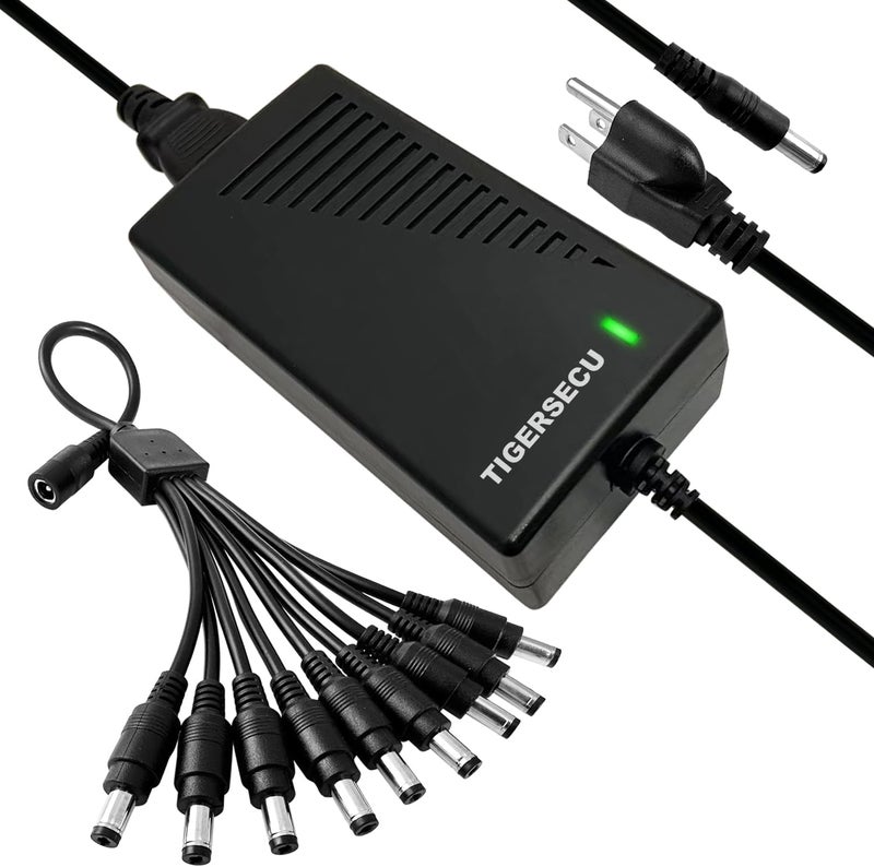 TIGERSECU Security Camera Power Adapter with 9-Way Power Splitter, 12V 5A 100V-240V 2.1x5.5mm Power Supply, Compatible with Lorex, Samsung, Q-See, Night Owl, Swann, Annke IP and BNC Cameras - Image 3